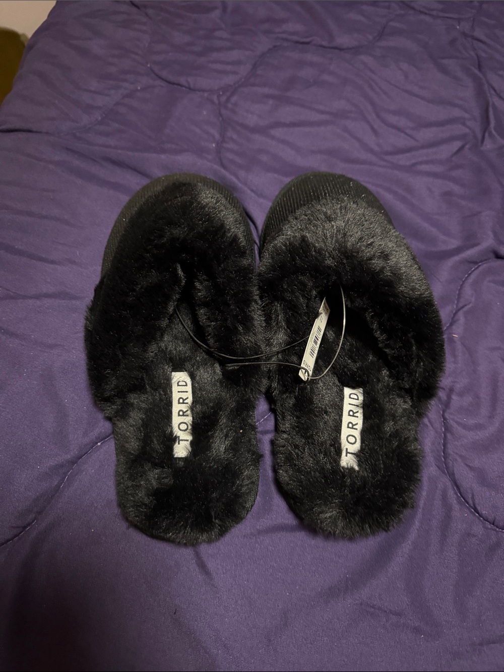 torrid Black Faux Fur Slip-On Cozy Slippers for Women